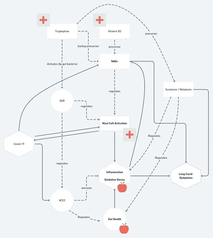 long covid tryptophan, niacin, and mast cell activation